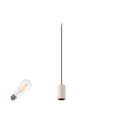 3-Phasen Pendelleuchte FITU PD 3PH SET STONE E27 ST64, Set inkl. Leuchtmittel, 7.5W 2700K, CRi>90, dimmbar, Klarglas
