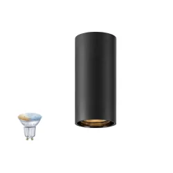 ceiling luminaire ASTO TUBE SMART SET CL SINGLE GU10 1 flame, set of 1, with lamp socket GU10 IP20, black dimmable
