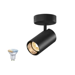 wall and ceiling luminaire ASTO TUBE SMART SET CW GU10 set of 1 GU10 IP20, black dimmable