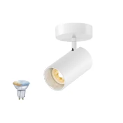 wall and ceiling luminaire ASTO TUBE SMART SET CW single GU10 1 flame, set of 1, with lamp socket GU10 IP20, white dimmable