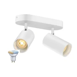 wall and ceiling luminaire ASTO TUBE SMART SET CW DOUBLE GU10 set of 1, tunable white, with lamp socket GU10 IP20