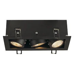 LED Deckeneinbaustrahler KADUX Triple, 3x6,2W, COB LED, 3000K, 38°, inkl. Treiber, Clipfedern, schwarz