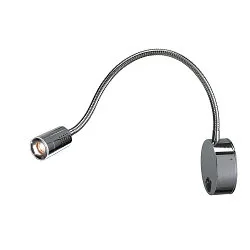 Premium-LED Displayleuchte DIO FLEX PLATE, mit Flex-Arm und Schalter, 1.9W 45°, 3000K 70lm, Chrom