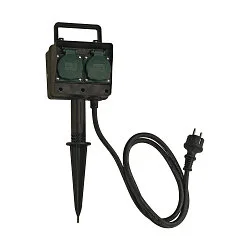 Gartensteckdose mit Klappdeckel, 4-fach, IP44 mit 1,4m Anschlussleitung und Schutzkontaktstecker