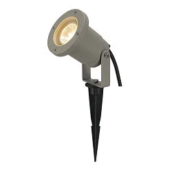 Outdoor Spießleuchte NAUTILUS 10, IP65 IK04, GU10 QPAR51 max. 35W, mit IP-Steckerkabel, dreh- und neigbar, Silbergrau matt