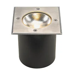 LED Outdoor Bodeneinbauleuchte ROCCI, IP67 IK08, 8.6W 3000K 580lm 120°, schaltbar, starr, Edelstahl 316, Blende eckig