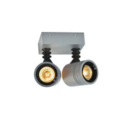 Außenstrahler MYRA DOUBLE, IP55, 2-flammig, 2x GU10 max. 50W, dreh- und neigbar, Silbergrau