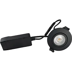 recessed luminaire LOW PROFILE round IP54, black matt dimmable 6W 450lm 2700K