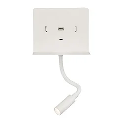 LED Wandleuchte CALMAP 16/3836 Leseleuchte, 6W+3W, 3000K, 630lm+285lm, IP20, inkl. zwei Schalter, mit USB-C, verstallbar, weiß