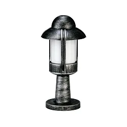 Sockelleuchte Landhausstil Nachtwächter Typ Nr. 0530, IP44, Höhe 40cm, E27 QA55 max. 57W, Alu-Guss / Opalglas, Schwarz-Silber