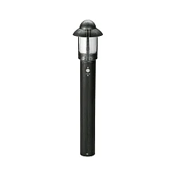 Pollerleuchte Landhausstil Nachtwächter Typ Nr. 2025 mit Bewegungsmelder, IP44, Höhe 90cm, E27, Alu-Guss / Opal, Schwarz