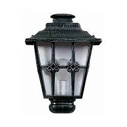 Außenwandleuchte Landhausstil Kreuzstrebe Typ Nr. 3227, Halbform, IP23, E27, Alu-Guss / Kathedralglas klar, Schwarz