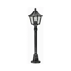Wegeleuchte Landhausstil eckig Typ Nr. 4128, Höhe 85cm, IP44, E27, Alu-Guss / Hohlglas klar, Schwarz