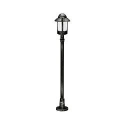 Wegeleuchte Landhausstil Nachtwächter Typ Nr. 4141, IP44, Höhe 120cm, E27 QA55 max. 57W, Alu-Guss, Schwarz-Silber