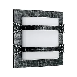 Outdoor Wand- und Deckenleuchte Typ Nr. 6262, eckig, 2 Querstreben, IP44, E27 QA55 max. 57W, Alu-Guss / Opalglas, Schwarz