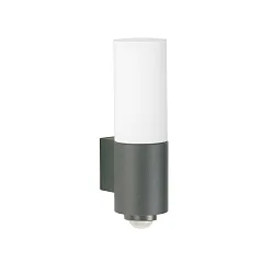 LED Outdoor Wall luminaire Type No. 0277 with motion sensor, IP44, 10W 3000K 900lm, cast alu opal, dimmable, anthracite