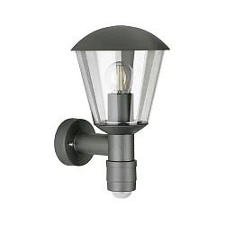 Außenwandleuchte Typ Nr. 1854, mit Bewegungsmelder (Typ Nr. 1855), IP54 IK08, E27 QA55  57W, Aluminium / klar, Anthrazit