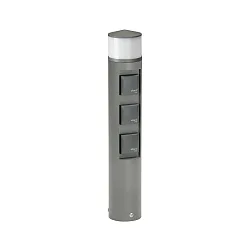 Outdoor Steckdosensäule Typ Nr. 2202, IP44, 3 Schuko-Steckdosen + LED, 10W 3000K 900lm, dimmbar, Anthrazit matt