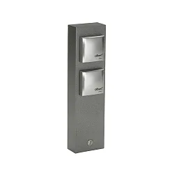 Outdoor Steckdose, 2-fach, IP44, 2x 230V DE Schuko Typ C/ F, anthrazit /  Edelstahl, Typ 4400, Aufbauversion, mit Klemme