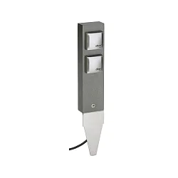Outdoor Steckdose, 2-fach, IP44, 2x 230V DE Schuko Typ C/F, anthrazit / Edelstahl, Typ 4401, mit Erdspieß + 250cm Steckerkabel