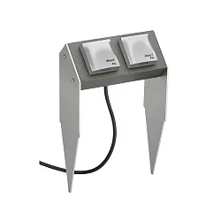 Outdoor Steckdosenspieß Balken, IP44, 230V DE Schuko Typ C/F, ohne Schaltfunktion, anthrazit / Edelstahl, Typ Nr. 4402, 2-fach