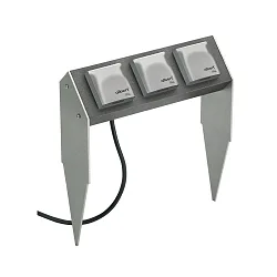Outdoor Steckdosenspieß Balken, IP44, 230V DE Schuko Typ C/F, ohne Schaltfunktion, anthrazit / Edelstahl, Typ Nr. 4403, 3-fach
