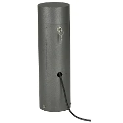 Outdoor Steckdosensäule, IP55, rund, abschließbare Klappe mit Kabelauslass, anthrazit, Typ 4410, 2x 230V DE Schuko Typ C/F