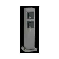 Outdoor Steckdosensäule Typ Nr. 4412, IP44, eckig, 2 Schuko-Steckdosen, Klappen einzeln abschließbar, Anthrazit / Schwarz