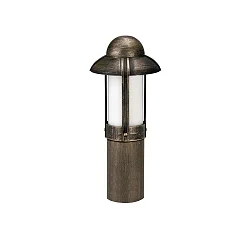 Pedestal luminaire Country style Night watcher Type No. 0531, IP44, 50cm, E27 QA55 max. 57W, cast alu, glass, brown brass