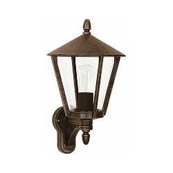 Außenwandleuchte Landhausstil modern Typ Nr. 1814, stehend mit Arm, IP44, E27 QA55 max. 57W, Alu-Guss / klar, braun