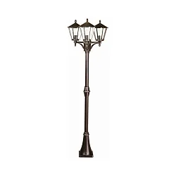 Mastleuchte Landhausstil modern 3-flammig Typ Nr. 2046, IP44, Höhe 207cm, 3x E27 QA55 max. 57W, Alu-Guss / klar