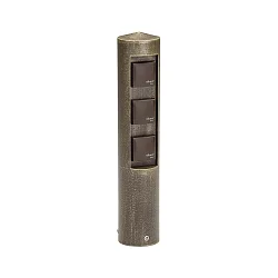 Outdoor Steckdosensäule Typ Nr. 2102, 3-fach, IP44, ohne Schaltfunktion, Alu-Guss, Braun-Messing