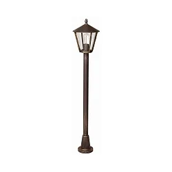 Wegeleuchte Landhausstil modern Typ Nr. 4129, IP44, 135.5cm, E27 QA55 max. 57W, Alu-Guss, Acrylglas klar, braun-messing matt