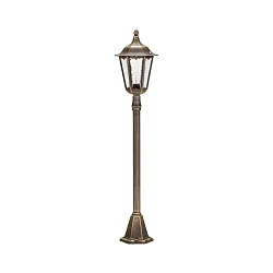 Wegeleuchte Landhausstil Typ Nr. 4142, Höhe 115cm, E27 QA55 max. 57W, Alu-Guss / Kathedralglas, Braun-Messing