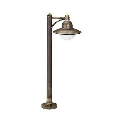 Wegeleuchte Landhausstil Hutform Rund Typ Nr. 4150, IP44, Höhe 90cm, E27 QA55 max. 57W, Alu-Guss / Opalglas, Braun-Messing