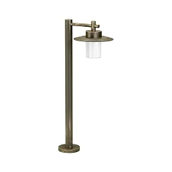 Wegeleuchte Landhausstil Hutform Flach Typ Nr. 4152, IP44, Höhe 88.5cm, E27 QA55 max. 57W, Alu-Guss / Opalglas, Braun-Messing