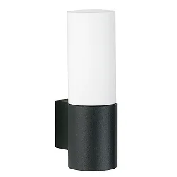 Außenwandleuchte Typ Nr. 0377, IP54, E27 max. 20W, Aluminium-Guss / Opalglas, schwarz