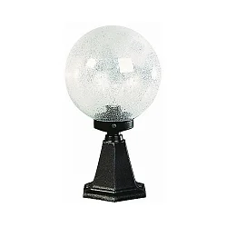 Pedestal luminaire Type No. 0501, height 43.5cm / ball-Ø 25cm, E27 QA55 max. 57W, cast alu, bubble glass clear, black matt