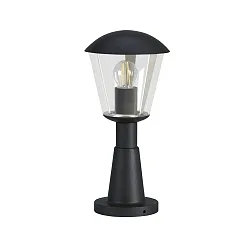 Sockelleuchte Typ Nr. 0554, IP54 IK08, Höhe 40.5cm, E27 QA55 max. 57W, Aluminium / Kunststoff klar, schlagfest, Schwarz matt