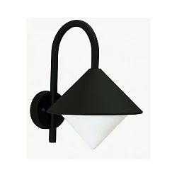Außenwandleuchte Typ Nr. 0645 mit Bogenarm, IP44, E27 QA55 max. 57W, Alu-Guss / Opalglas, Schwarz matt