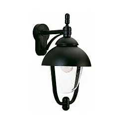 Außenwandleuchte Landhaus Doppelkuppel 1 Typ Nr. 0689, IP44, E27  QA55 max. 57W, Alu-Guss / Blasenglas klar, Schwarz matt