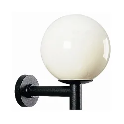 Außenwandleuchte Typ Nr. 0800 mit weißer Kugel Ø 35cm, IP44, E27 A60 max. 100W, Alu-Guss / Kunststoff, Schwarz matt