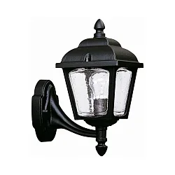 Outdoor Wall luminaire Country style double dome square, Type No. 1812, standing on wall bracket, E27, cast alu, black matt