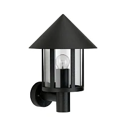 Außenwandleuchte Typ Nr. 1824, mit Wandarm, IP44, E27 QA55 max. 57W, Alu-Guss / Acrylglas klar, Schwarz matt