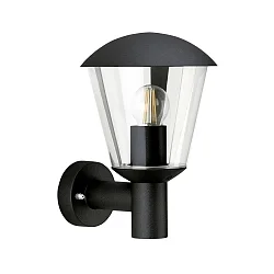 Außenwandleuchte Typ Nr. 1854, IP54 IK08, E27 QA55 max. 57W, Aluminium / Kunststoff klar, schlagfest, Schwarz matt