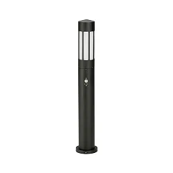 Pollerleuchte Typ Nr. 2249 mit Bewegungsmelder (Typ 2019), IP44, Höhe 90cm, E27 QA55 max. 57W, Alu-Guss / Opalglas, Schwarz