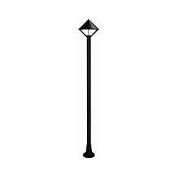 Mastleuchte 1-flammig Typ Nr. 2032, Höhe 180cm, IP44, E27 QA55 max. 57W, Alu-Guss / Opalglas, Schwarz