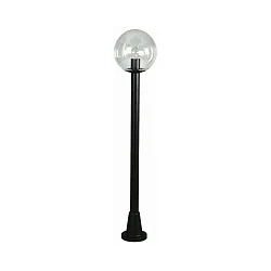 Wegeleuchte Typ Nr. 2053, Ø 25cm, Höhe 125cm, IP44, E27 A65 max.150W, Kugel transparent, schwarz matt