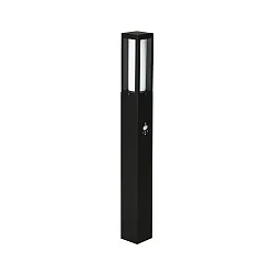Pollerleuchte Typ Nr. 2066 mit Bewegungsmelder 90°, IP44, Höhe 90cm, E27 max. 20W (LED), Alu-Guss / Opalglas, Schwarz matt