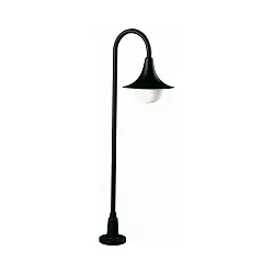 Wegeleuchte Typ Nr. 2081, Höhe 120cm, IP44, E27 QA55 max. 57W, Alu-Guss / Opalglas, Schwarz matt